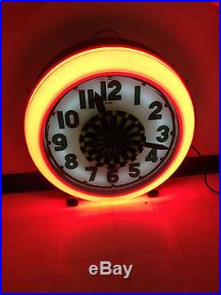 Cleveland Pin wheel clock Electric neon clock vintage sign gas station original