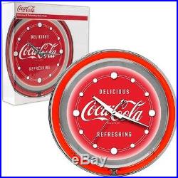 Coca-Cola Clock Vintage Style Electric Double Neon Lighted Advertising Sign 14
