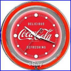 Coca-Cola Clock Vintage Style Electric Double Neon Lighted Advertising Sign 14