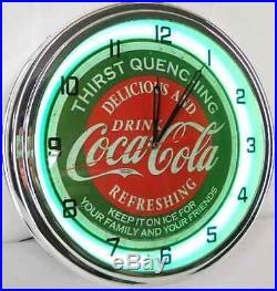 Coca Cola Wall Clock Retro Vintage Style Neon Advertising Sign Distressed 15