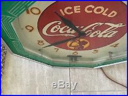 Coca cola vintage neon clock 1930s restored very good condition