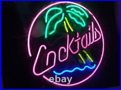 Cocktail Coconut Tree Bar Custom Neon Sign Vintage Style Decor Gift Wall 16x16