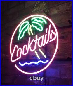 Cocktail Coconut Tree Bar Custom Neon Sign Vintage Style Decor Gift Wall 16x16