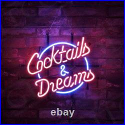 Cocktails & Dreams Neon Sign Porcelain Boutique Decor Vintage Pub Store Artwok