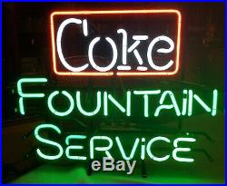 Coke Fountain Service Neon Sign Real Vintage