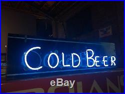 Cold Beer Neon Sign 2 Sided Vintage Metal Can