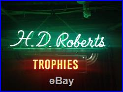 Cool Old Vintage Art Deco Neon Trophy Advertising Hanging Store Sign