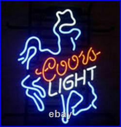 Coors Cowboy Real Glass Neon Light Sign Beer Bar Sign Vintage 17