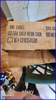 Coors Extra Gold, 3- COLOR, NEON SIGN, BAR Light, NOS / NIB, VINTAGE 1988