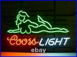 Coors Light Girl Handmade Bistro Real Glass Vintage Neon Sign Light Decor