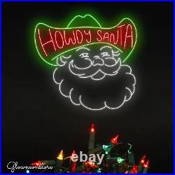 Cowboy Santa Neon Sign, Cowwboy Santa Led Light, Retro Santa Neon, Vintage Santa