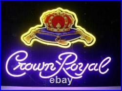 Crown Royal Whiskey 17x14 Real Glass Neon Sign Vintage Style Beer Bar Decor