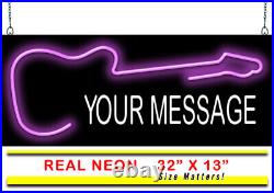 Custom Message Guitar Neon Sign Jantec 32 x 13 Vintage Christmas Gift