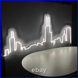 Custom Neon Sign Chicago City Skyline Vintage Neon Signs For Wall Home Bar Decor