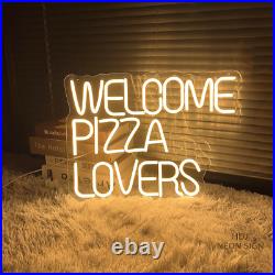 Custom Neon Signs WELCOME PIZZA LOVERS Vintage Night Light for Shop Wall Decor