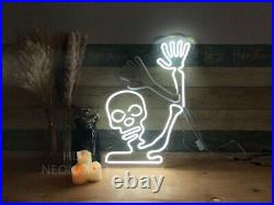 Custom Neon Signs Waving Skeleton Vintage Neon Signs Night Light for Wall Decor