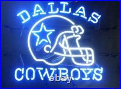 Dallas Cowboys Helmet Neon Sign Vintage Real Glass Bar Club Artwork