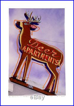 Deer Apartments Neon Sign Road Art Hand Colored Photo Vintage Decor Florida