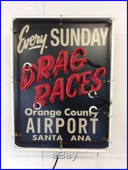 Drag Races Racing Strip Santa Ana Neon Sign Nhra Ocir Lions Irwindale Vintage