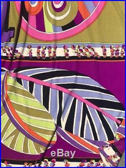 EMILIO PUCCI 60s Vintage Jersey Silk Signed Print Neon Graphic Saks Dress S M
