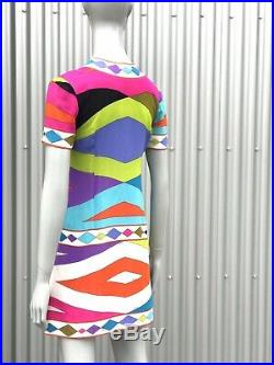 EMILIO PUCCI 60s Vintage Scarf Silk Signed Print Neon Graphic Print Dress XS S