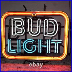 EUC Vintage 80s Bud Light Beer Neon Sign Super Clean Works Great 20x14.5 RWB
