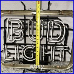 EUC Vintage 80s Bud Light Beer Neon Sign Super Clean Works Great 20x14.5 RWB