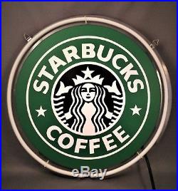 Fabulous Collectible Vintage STARBUCKS COFFEE Hanging Neon Light Wall Sign