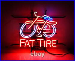 Fat Tire Bike Vintage Real Glass Neon Sign Garage Artwork Decor Christmas Gift