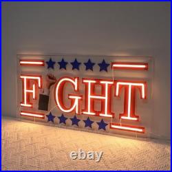 Fight LED Neon Sign 24x12 Light Man Cave Fight America Vintage Wall Decor