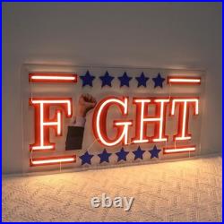 Fight LED Neon Sign 24x12 Light Man Cave Fight America Vintage Wall Decor