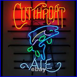Fish ALE Beer Glass Neon Sign Light 20x24 Vintage Style Visual Cave Decor Art