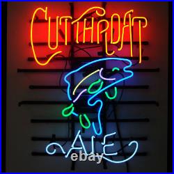 Fish ALE Beer Glass Neon Sign Light Vintage Style Visual Cave Decor 24x20