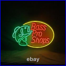 Fish Bass Pro Shops Vintage Style Neon Sign Bar Custom Shop Wall Lamp 19x15