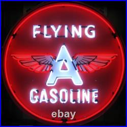 Flying Gasoline Glass Neon Sign Light Man Cave Store Wall Hanging Gift 24x24