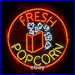 Fresh Popcorn Real Glass Custom Pub Snacks Vintage Neon Sign Light Decor 24x24