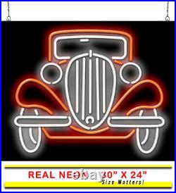 Front of Vintage Car Neon Sign Jantec 32 x 24 Body Shop Antique Store