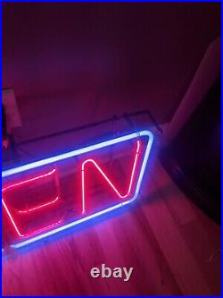 GHN Everbrite Neon Glass Light Open Sign 34X16 Gas Tube with Transformer VTG