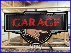 Garage Neon Sign / Garage Pointing Hand Neon Signs / Hot Rod Vintage Car Garage Garage Neon Sign / Garage Pointing Hand Neon Signs / Hot Rod Vintage Car Garage