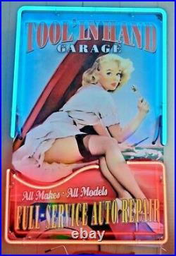 Garage Pin Up Neon Sign / Service Signs / Pin Up Classic Tools / Hot Rod / Retro