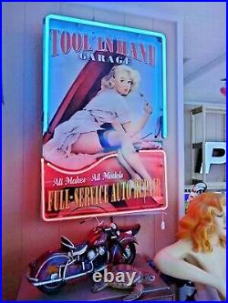Garage Pin Up Neon Sign / Service Signs / Pin Up Classic Tools / Hot Rod / Retro