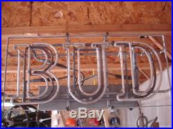 Great Vintage Bud Beer Two Color Neon Sign Bar Light Man Cave Budweiser Brewery