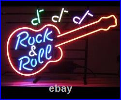 Guitar Rock & Roll Gift Glass Pub Cave Artwork Lamp Vintage Neon Light Sign 17