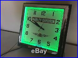 Harley Davidson Neon Clock Vintage Large Harley Enthusiasts Neon Clock Works