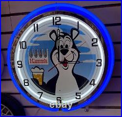 Hamm's Hamms Beer Vintage Sign Large Metal 2 Ring Neon Clock Rare