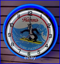 Hamm's Hamms Beer Vintage Surf Patrol Sign Large Metal 2 Ring Neon Clock Rare Hamm's Hamms Beer Vintage Surf Patrol Sign Large Metal 2 Ring Neon Clock Rare