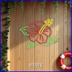 Hibiscus LED Neon Sign 26x20 Light Tropical Flower Vintage Room Wall Decor Hibiscus LED Neon Sign 26x20 Light Tropical Flower Vintage Room Wall Decor