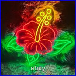 Hibiscus LED Neon Sign 26x20 Light Tropical Flower Vintage Room Wall Decor Hibiscus LED Neon Sign 26x20 Light Tropical Flower Vintage Room Wall Decor
