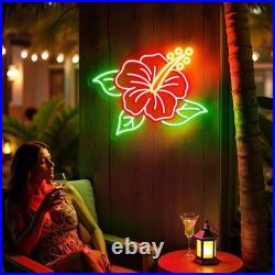 Hibiscus LED Neon Sign 26x20 Light Tropical Flower Vintage Room Wall Decor Hibiscus LED Neon Sign 26x20 Light Tropical Flower Vintage Room Wall Decor