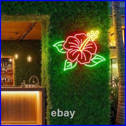 Hibiscus LED Neon Sign 26x20 Light Tropical Flower Vintage Room Wall Decor Hibiscus LED Neon Sign 26x20 Light Tropical Flower Vintage Room Wall Decor